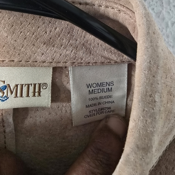 Travel Smith Suede Jacket Womens Size M Tan Long Sleeve Button Up Grunge - Picture 5 of 11